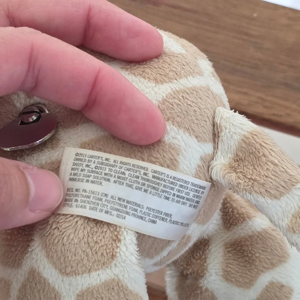 Carters Giraffe Plush Musical Wind Up Stuffed Animal Tan White Spotted 61406